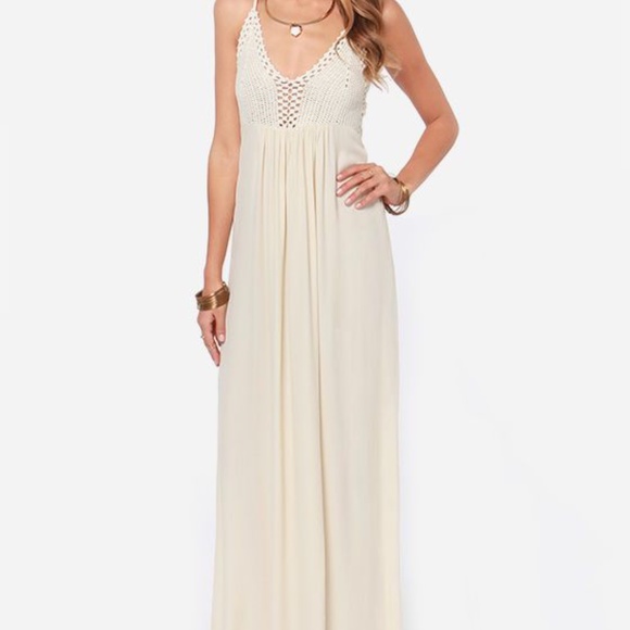 Lulu's Ivory Crochet Top Maxi Dress - Picture 6 of 8
